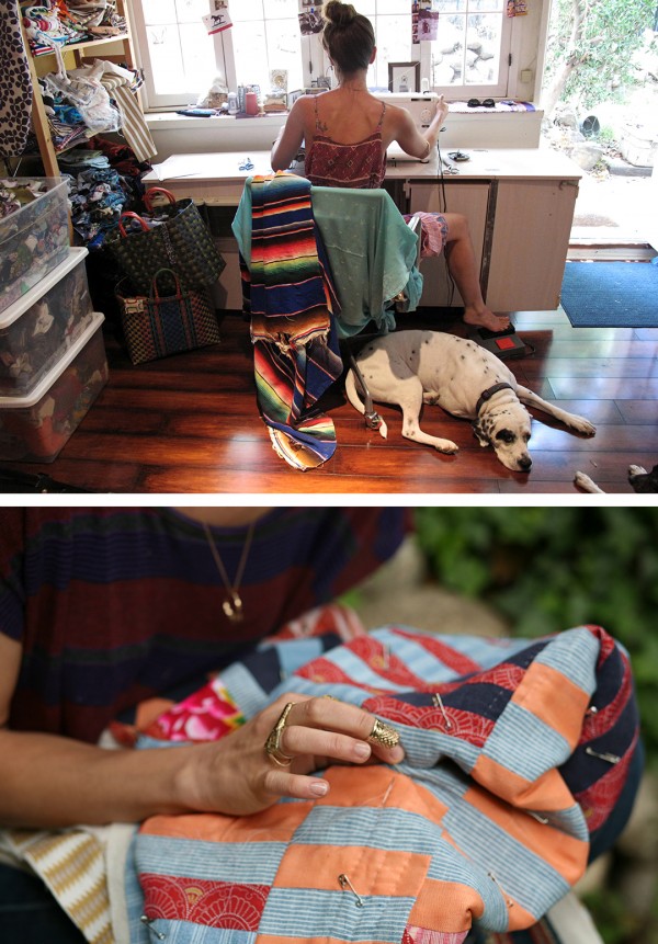 Textile artist Pauline Boyd of Counterpane in her studio