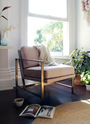 Pink velvet chair from West Elm