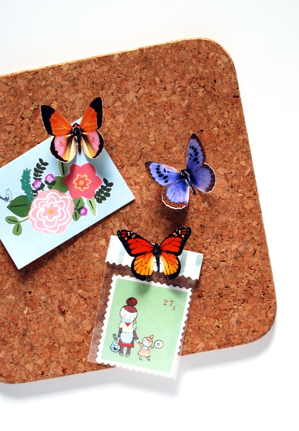 DIY butterfly push pins with free butterfly printables