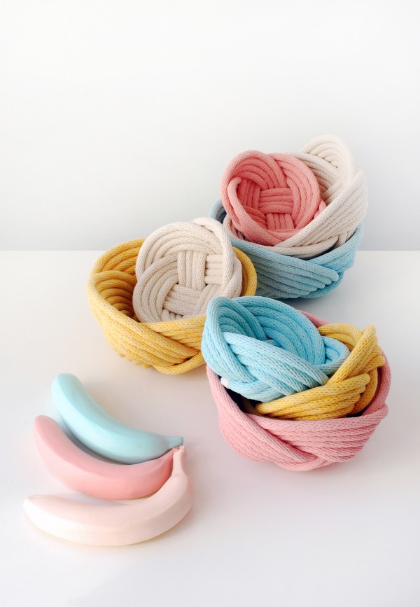 "Weave Bowls". Woven rope baskets by Crayon Chick. Photo: Lisa Tilse