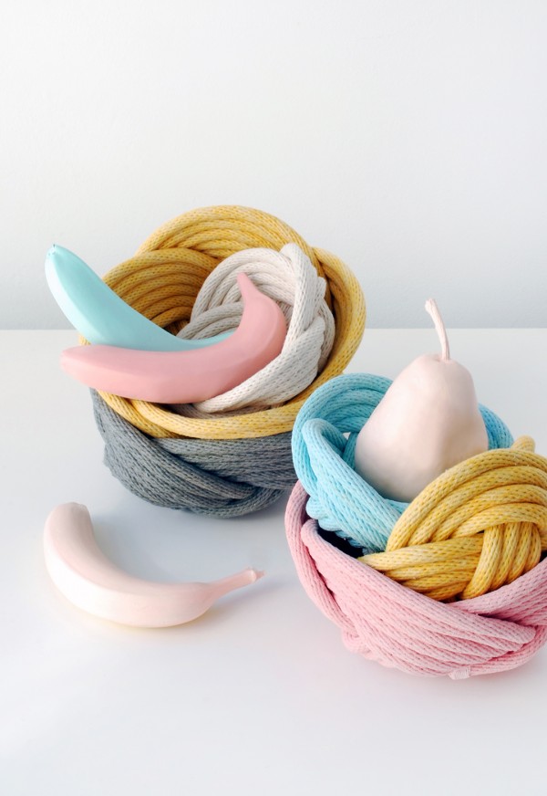 "Weave Bowls". Woven rope baskets by Crayon Chick. Photo: Lisa Tilse