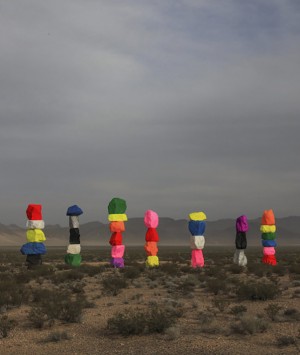 Seven Magic Mountains environmental art by Ugo Rondinone. Photo Gianfranco Gorgoni