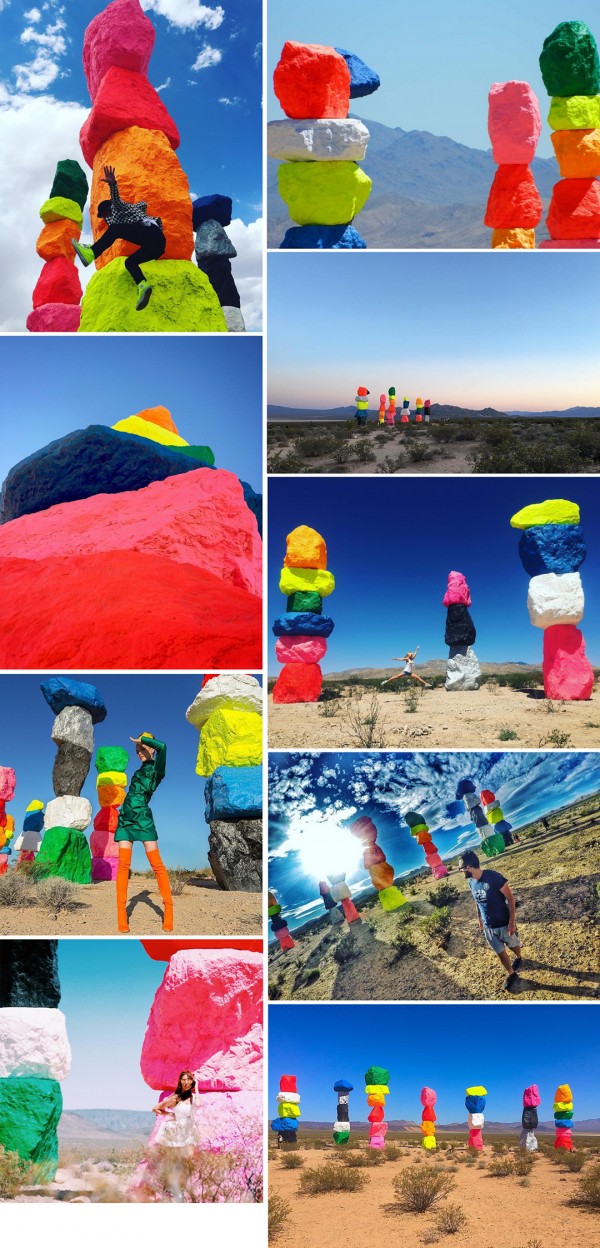 Seven Magic Mountains environmental art by Ugo Rondinone. Instagram #7magicmountains