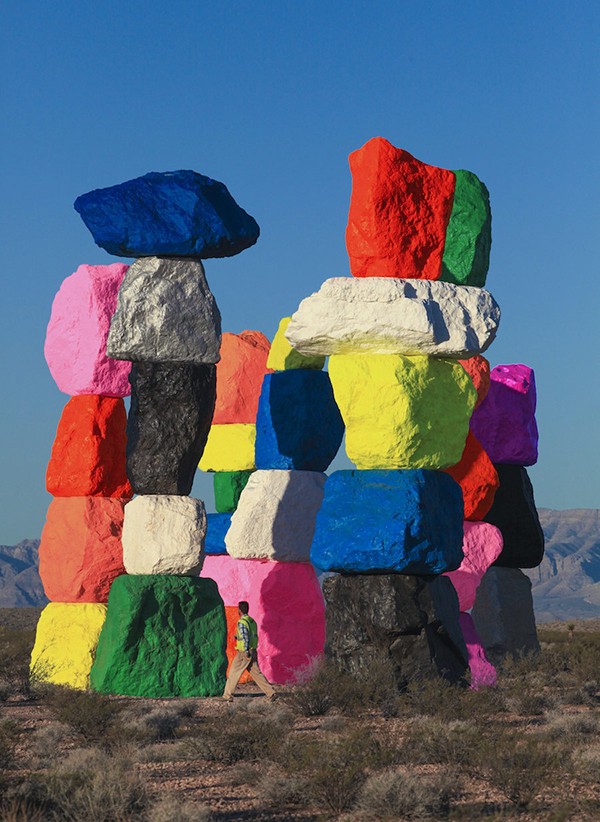 Seven Magic Mountains environmental art by Ugo Rondinone. Photo Gianfranco Gorgoni