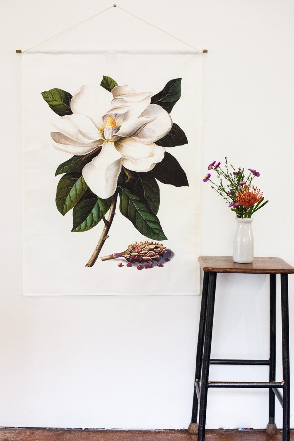 My Bearded Pigeon white magnolia botanical print wall hangings