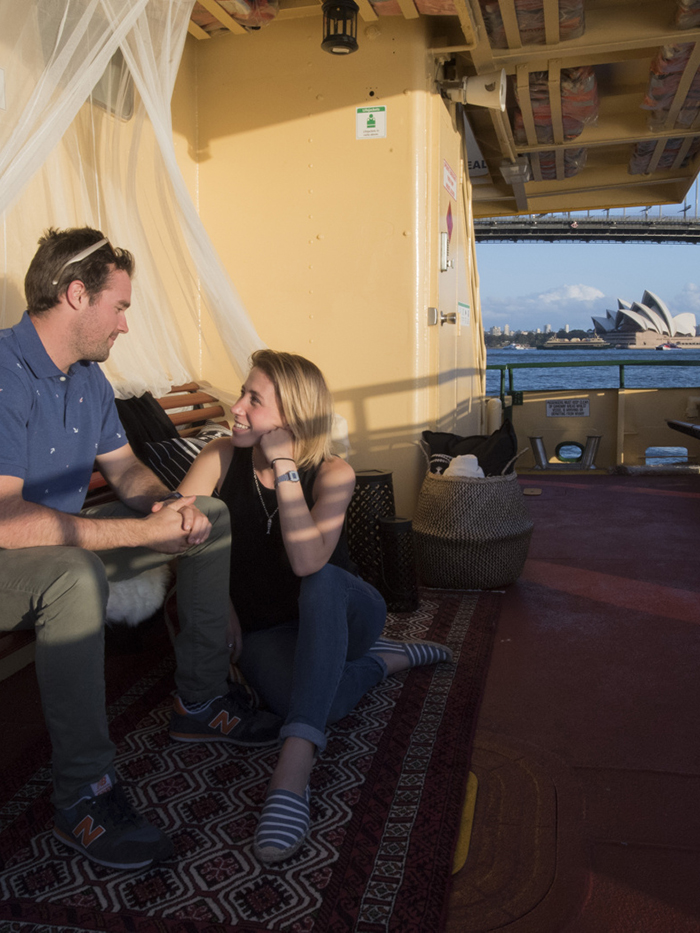 The Ikea Harbour Home on a ferry in Sydney Harbour