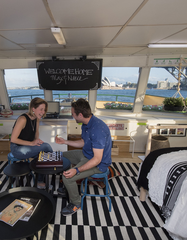 The Ikea Harbour Home on a ferry in Sydney Harbour