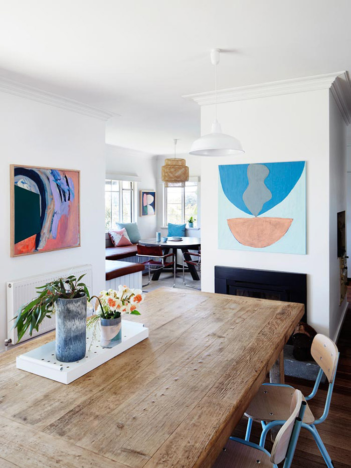 The Lumier Art + Co House on the Mornington Peninsula in Australia. Art and textiles by Emma Cleine.