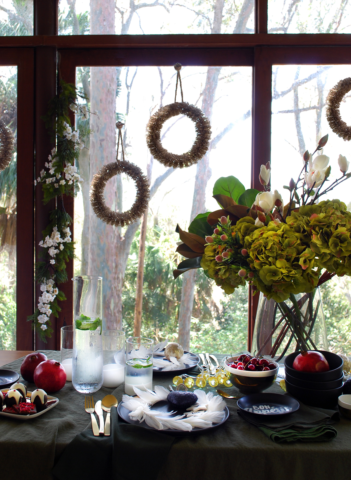 How to style a black Christmas table setting. A palette of dark hues can be evocative and rich - not dark or dull at all.