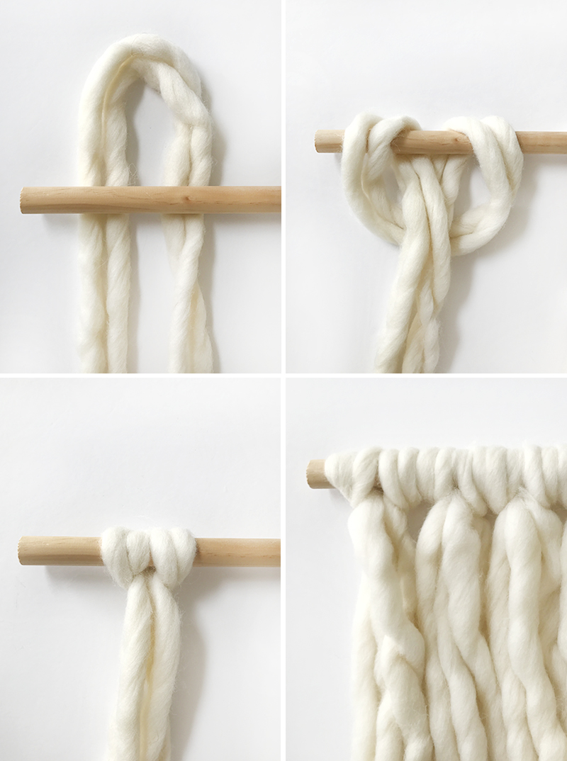 Steps to make a wrapped wool wall hanging