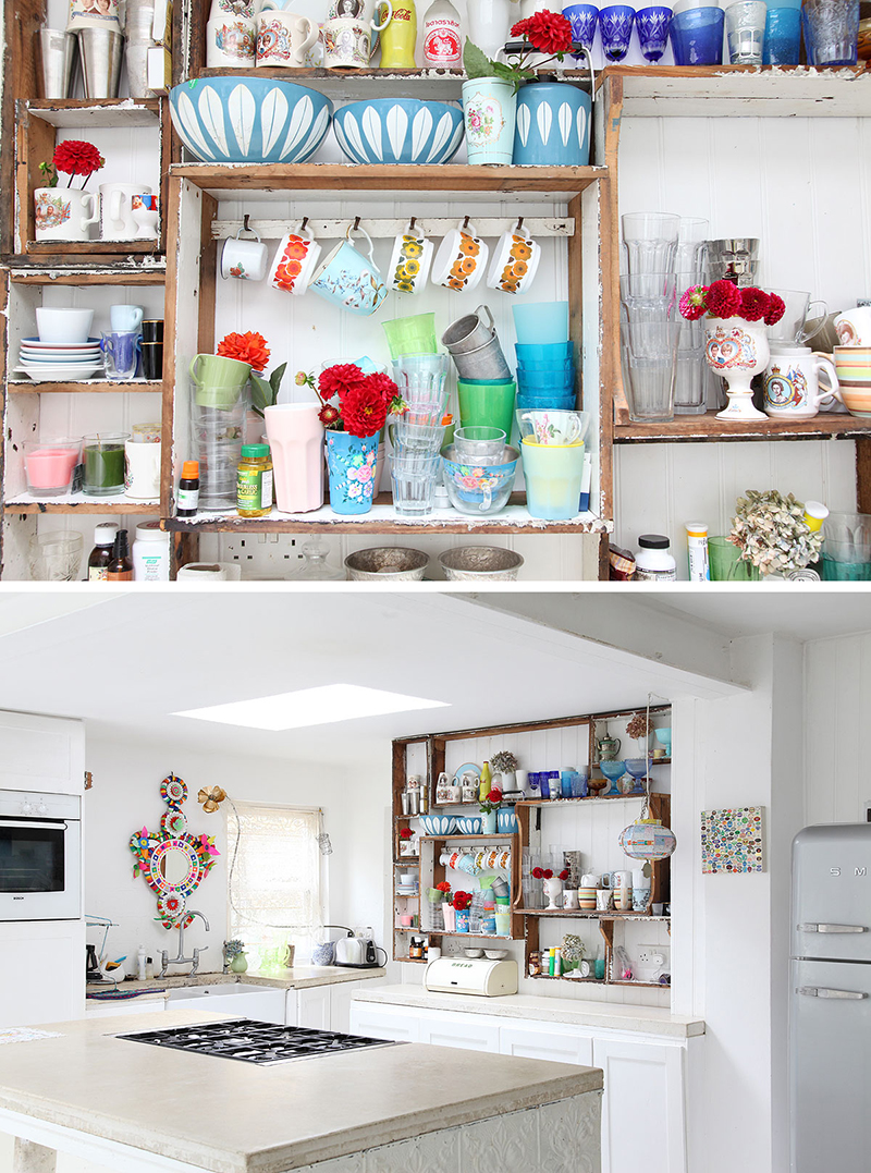 Fabulous collection of things in this modern bohmian kitchen