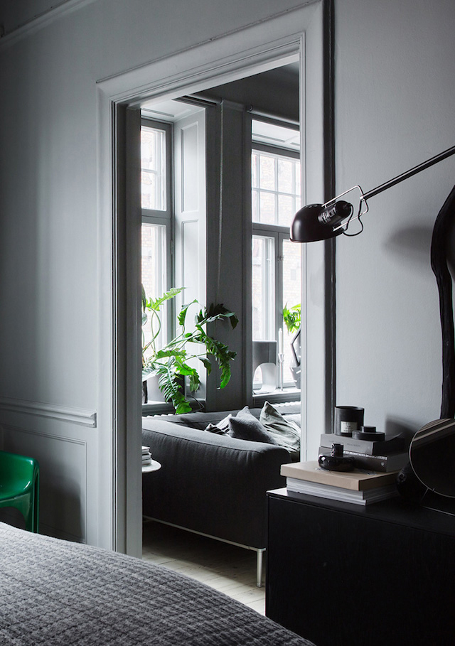 Grey interiors trend. The home of Swedish stylist Lotta Agaton.