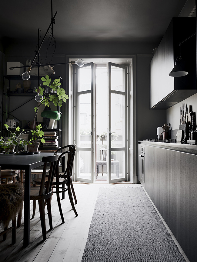 Grey interiors trend. The home of Swedish stylist Lotta Agaton.