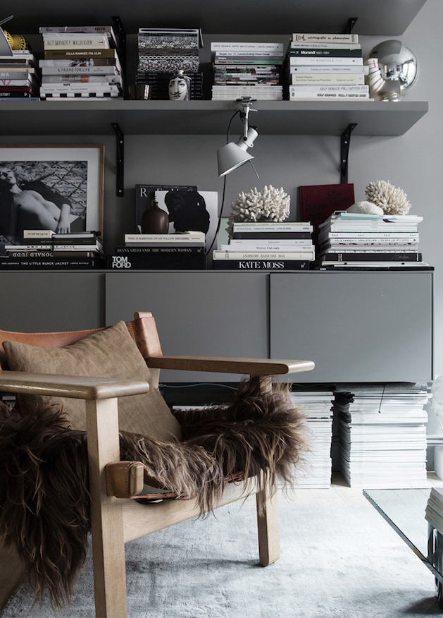 Grey interiors trend. The home of Swedish stylist Lotta Agaton.