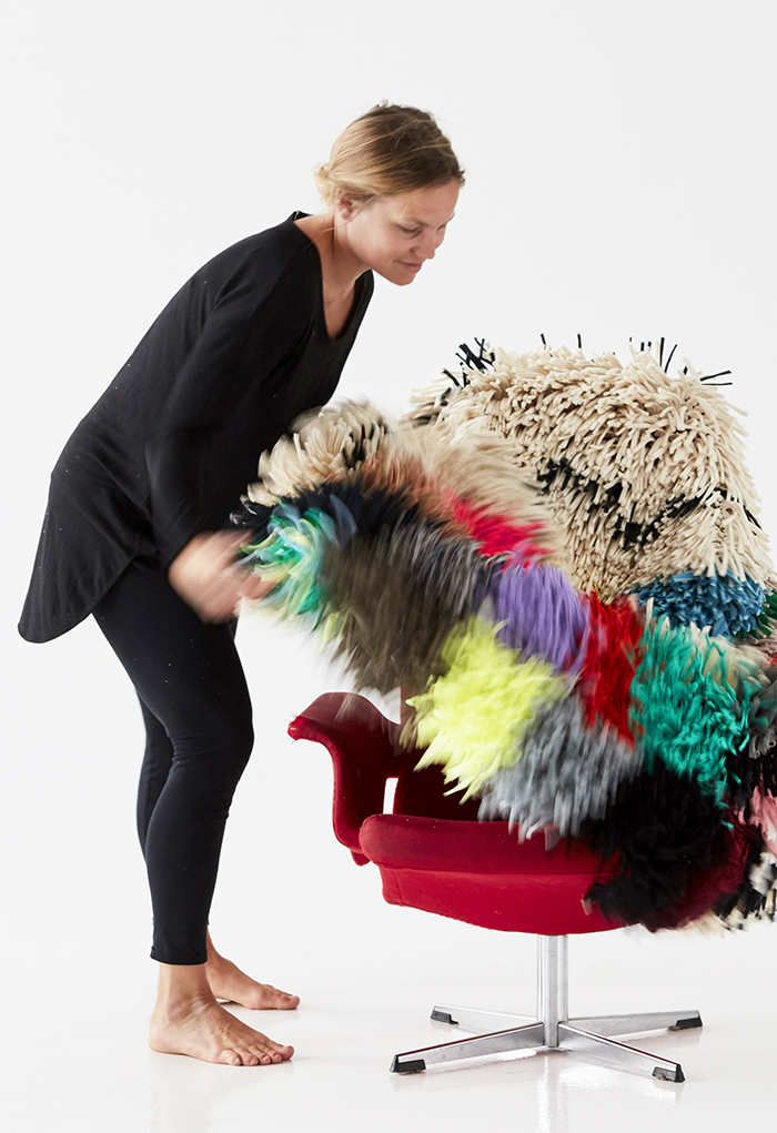 RAGAMUF chair rugs are brilliant on so many levels. Designed in Finland, they are stretchy, super shaggy covers that will fit over and transform most chairs and arm chairs. 