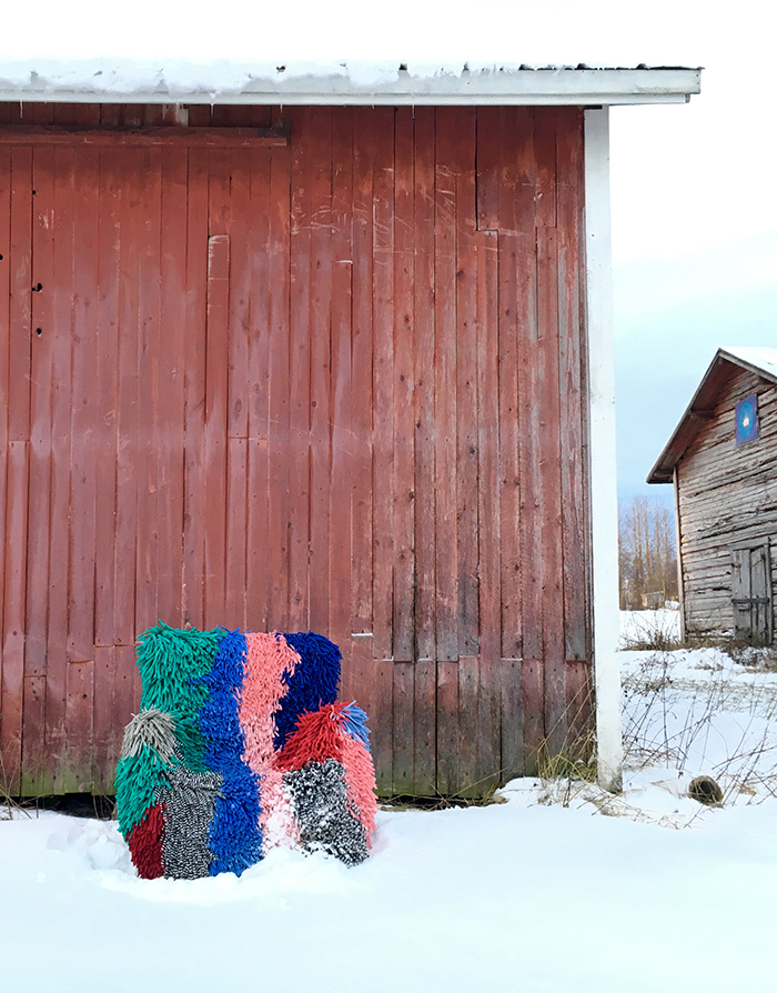 RAGAMUF chair rugs are made from textile industry surplus by Syrian refugee women