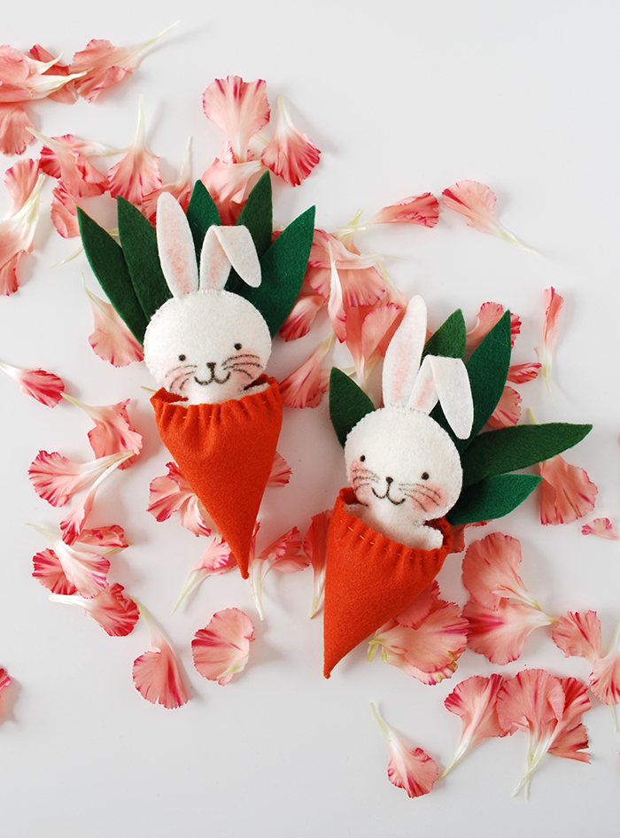 Easter craft idea - mini bunny softie in a carrot sleeping bag