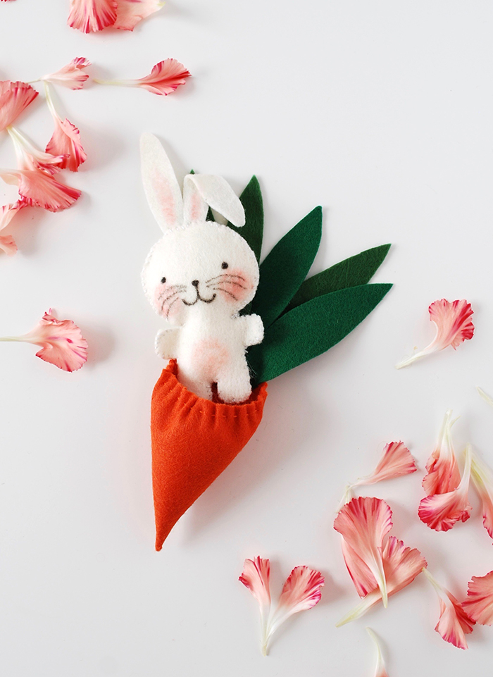 Easter craft idea - mini bunny softie in a carrot sleeping bag