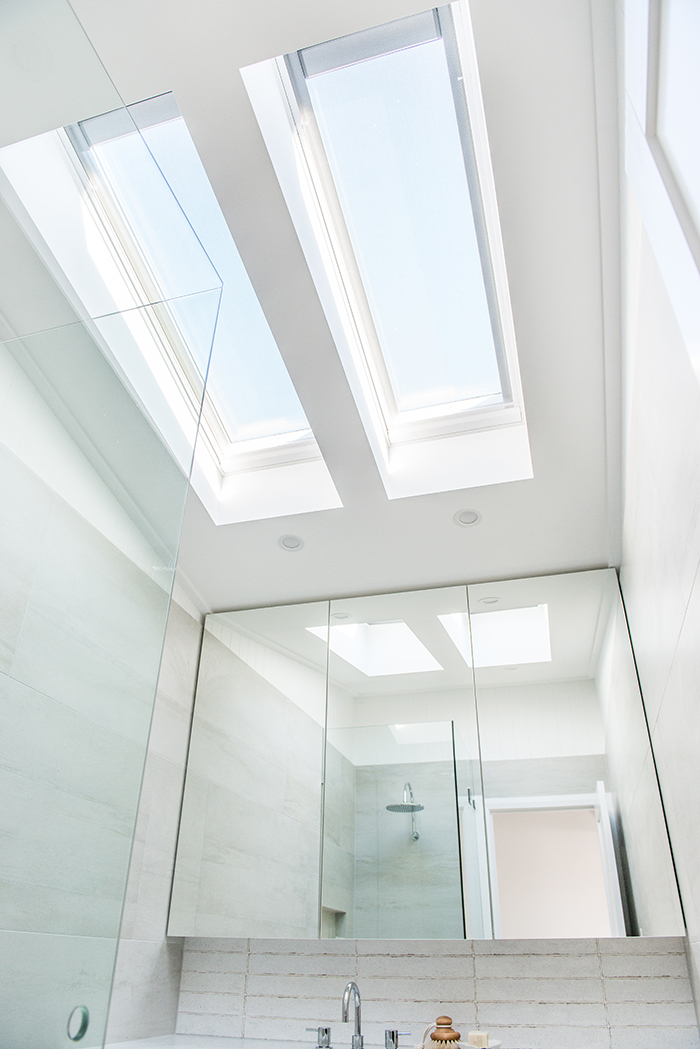 High ceilings and skylights.