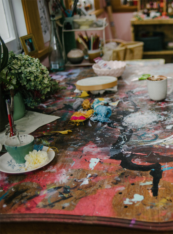 Love this table with a history - studio of Fleur Woods