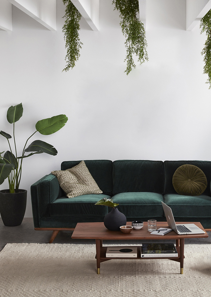 Green velvet sofa goals!