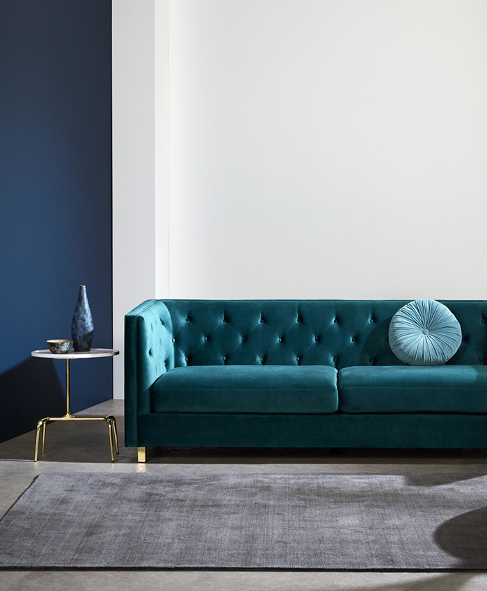 teal velvet sofa