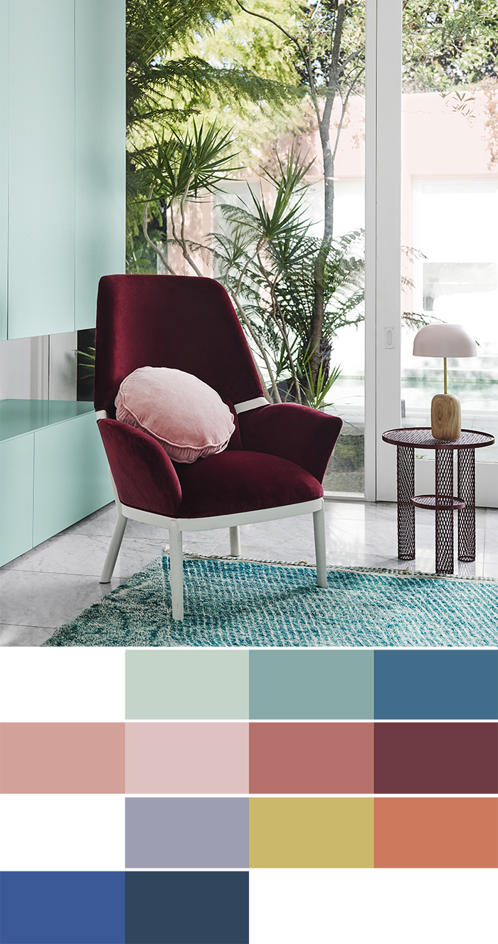 2018 interiors colour trends - Escapade palette