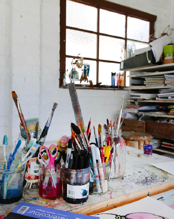 the studio of sydney based artist Fiona Chndler