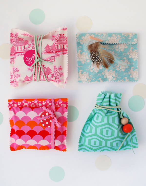 TUTORIAL :: make gorgeous no-sew fabric gift bags - We Are Scout
