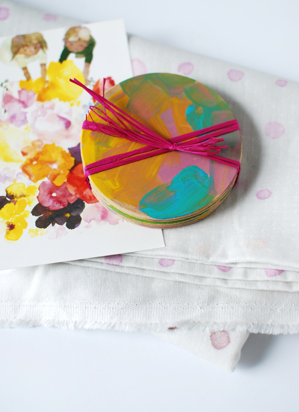 painted coasters wrapped - Mothers Day Crafts For Kindergarten